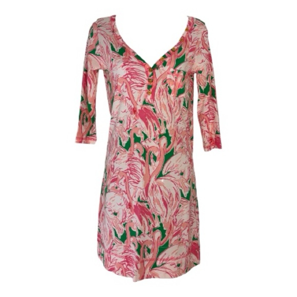 Lilly Pulitzer Palmetto Dress In Pink Colony Flamingo Print Size XS EUC